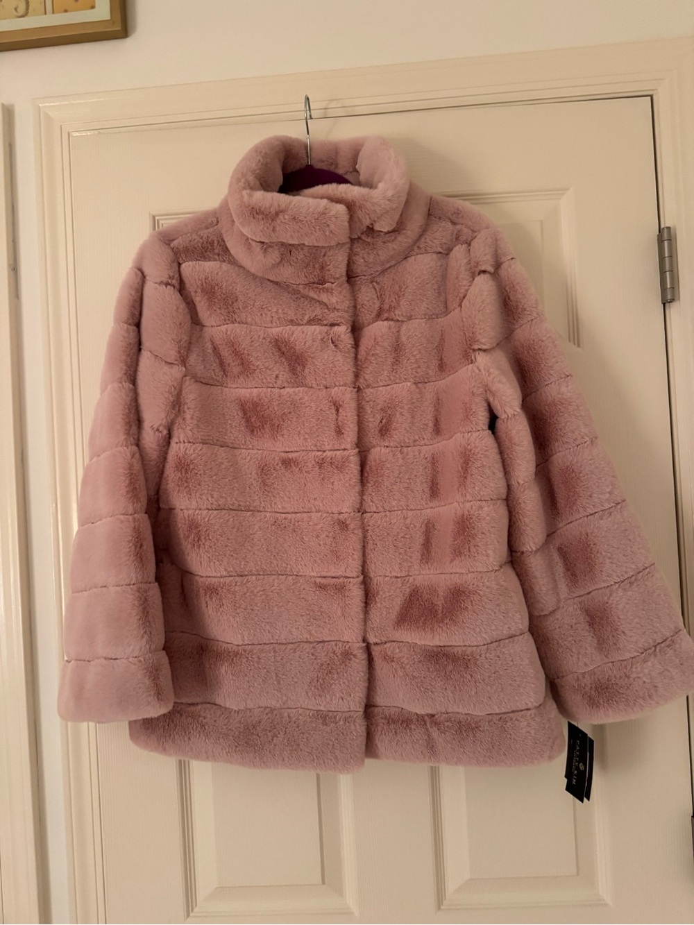 PATTY KIM Plush Faux Fur Teddy Jacket in Dusty Pink